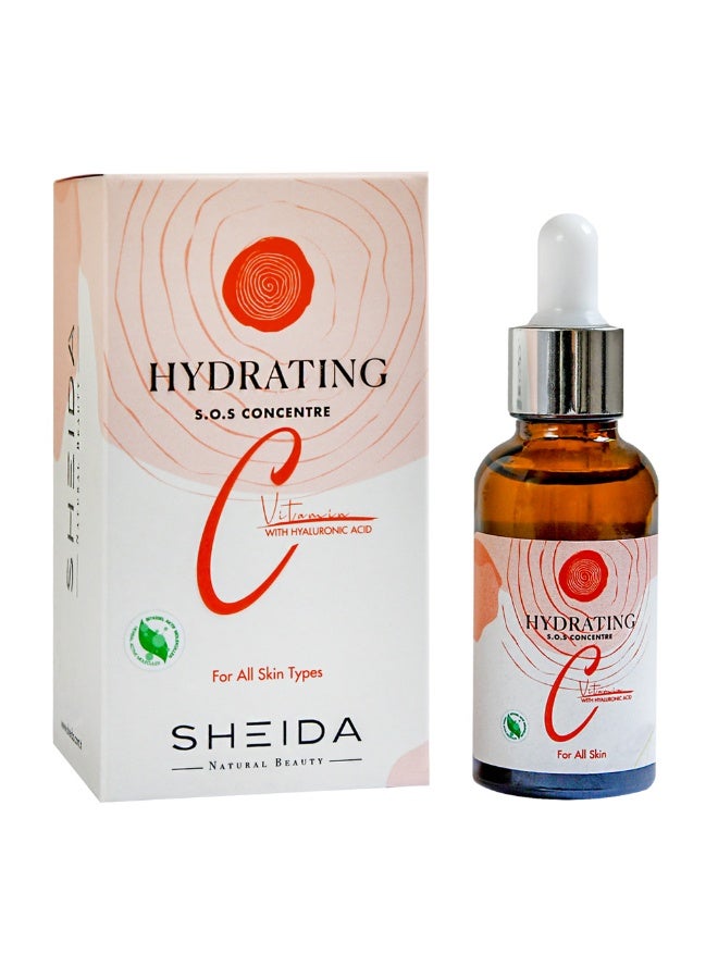 SHEIDA Hydrating S.O.S Concentre Vitamin C Face Serum With Hyaluronic Acid - Dark Spot Removing Serum, Vitamin C Serum with Ferulic Acid and Vitamin E - Anti-Aging and Brightening Serum, Pure Vitamin C Skin Care Serum-30ml - Image 1